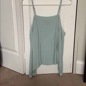 Light/minty green open shoulder top